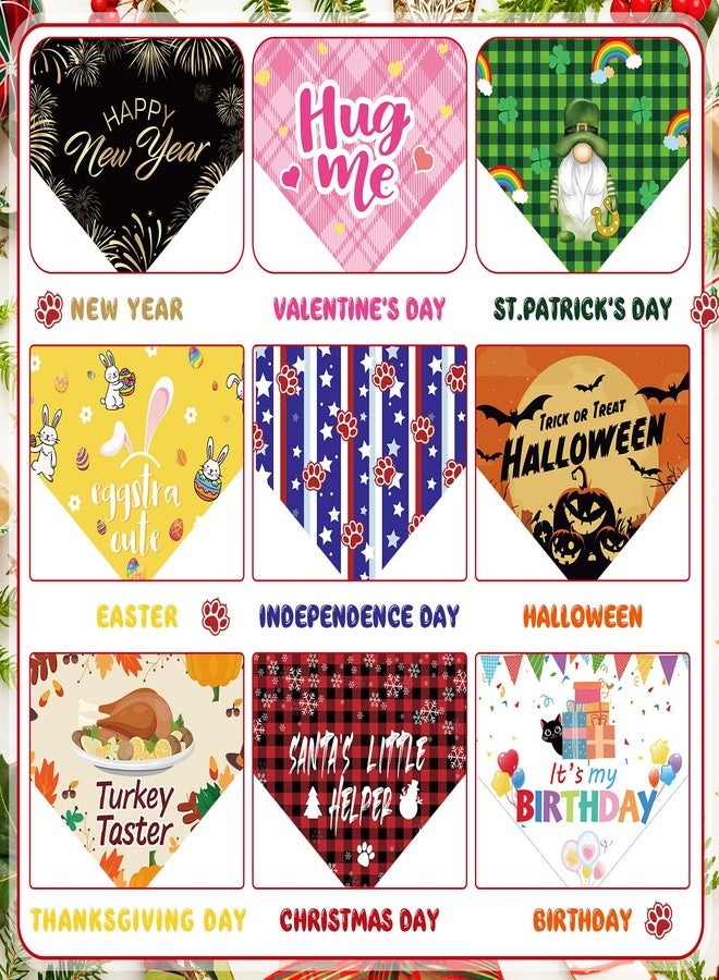 Bulyoou 9 Pcs Holiday Cat Collars Accessories Valentine's Day Adjustable Cats Breakaway Collars St. Patrick's Day Bandanas Kitty Triangle Scarf Easter Washable Bandanas Decoration - Image 4